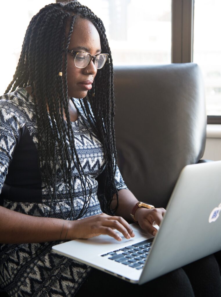 black woman on her laptop